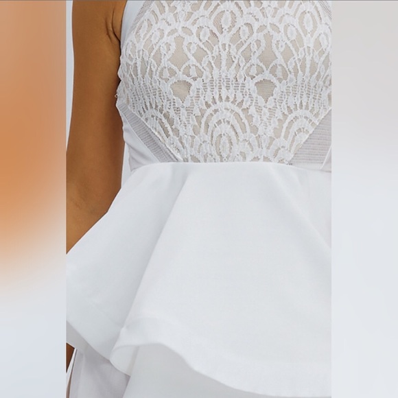 Mock Neck Halter Ruffle Skirt Lined Dress Sz: S/M - Picture 5 of 5